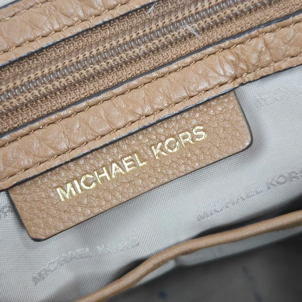 Michael Kors Beckett Satchel Pebbled Leather Brown Large Bag 30T7GBUS3L Acorn